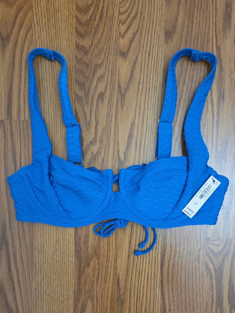 Victoria's Secret Blue Full Coverage Textured Underwire Bikini Top/ 36B